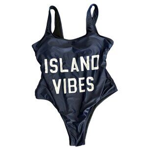 Island Vibes Blue Print High Cut Low Back Bathing Suit